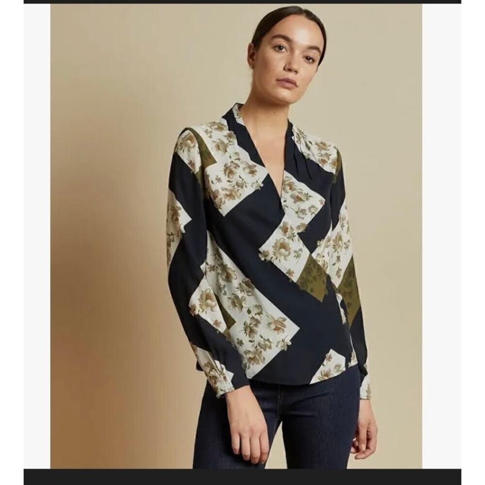 Ted Baker Pheadra Pearl Printed Wrap Blouse Size XS